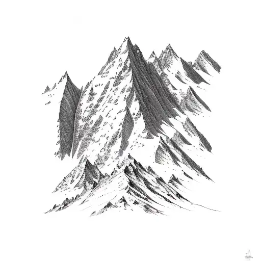 high mountains with peaks slopes and snow  tattoo design idea