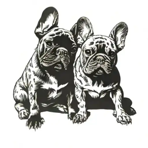 2 french bulldogs tattoo design idea