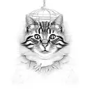 caged cat tattoo design idea