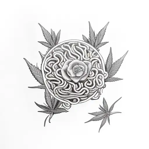 weed and ramen tattoo design idea