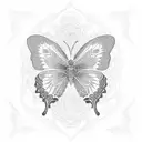 A delicate dotwork design of a butterfly made up of intricate flores patterns tattoo design idea