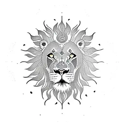 Lion sun clock  tattoo design idea