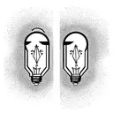 two mirrors facing each other with a lightbulb between them  tattoo design idea