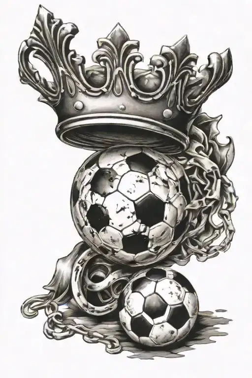soccer ball and crown   tattoo design idea