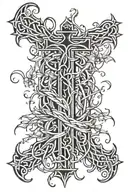 vine of thorns wrapped with wooden cross intertwined tattoo design idea