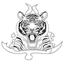 tiger with fire weapon tattoo design idea