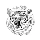 tiger with fire weapon tattoo design idea