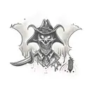 hunters Mark from Bloodborne in trash polka tattoo design idea