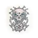 hunters Mark from Bloodborne in trash polka tattoo design idea