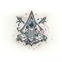 hunters Mark from Bloodborne in trash polka tattoo design idea