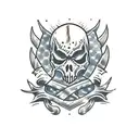 hunters Mark from Bloodborne in trash polka tattoo design idea