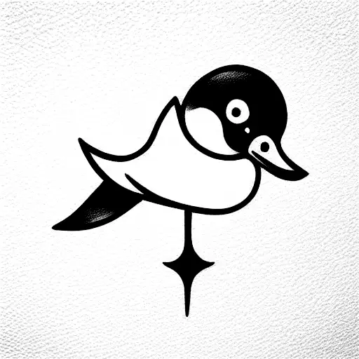 innocent looking, small duck holding a knife) tattoo design idea