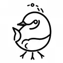 innocent looking, small duck (not too detailed feature) holding a knife) tattoo design idea
