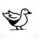 innocent looking, small duck (not too detailed feature) holding a knife) tattoo design idea