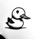 innocent looking, small duck (not too detailed feature) holding a knife) tattoo design idea