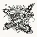 An abstract tattoo design inspired by the movements of ice-freestyle and inline skating, with a mix of black-grey tones for depth and dimension tattoo design idea