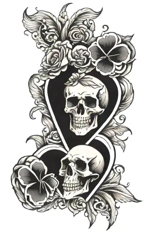 skull and broken heart tattoo design idea