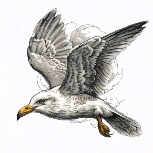 seagull flying tattoo design idea