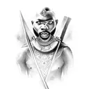 african warrior with spear in one hand and shield in other handand white scary eyes. tattoo design idea