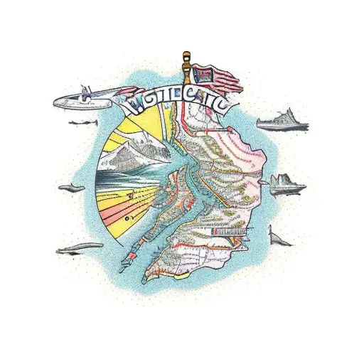 west coast trail line map tattoo design idea
