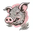 pink pig tattoo design idea