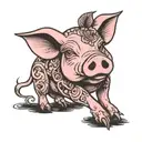 pink pig tattoo design idea