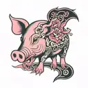 pink pig tattoo design idea