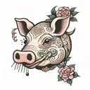 pink pig tattoo design idea