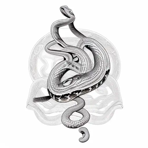 A snake intertwined with a cello, creating a unique musical instrument design tattoo design idea