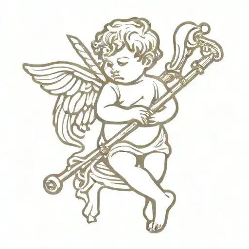 cherub and bagpipe tattoo design idea