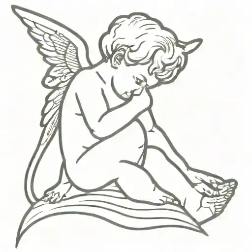 cherub with gaita  tattoo design idea
