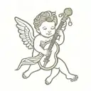 cherub and bagpipe tattoo design idea