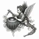 cherub and bagpipe tattoo design idea