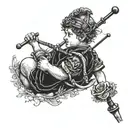 cherub and bagpipe tattoo design idea