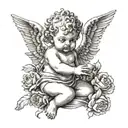 cherub with gaita  tattoo design idea