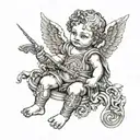 cherub with gaita  tattoo design idea