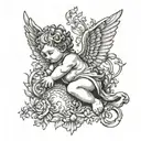 cherub with gaita  tattoo design idea