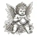 cherub with gaita  tattoo design idea