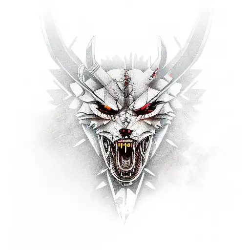 Witcher cyberpunk style tattoo design idea