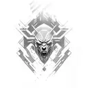 Witcher cyberpunk style tattoo design idea