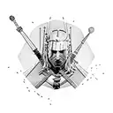 Witcher cyberpunk style tattoo design idea