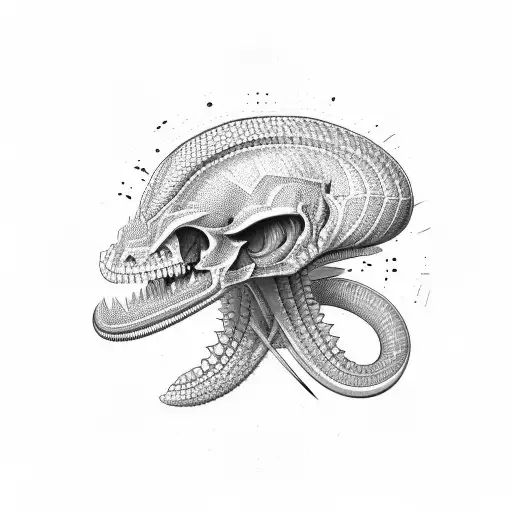 A detailed illustration of a tactical military helmet with a komodo dragon skull design tattoo design idea