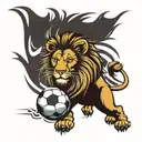lion and soccer tattoo design idea