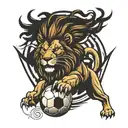 lion and soccer tattoo design idea