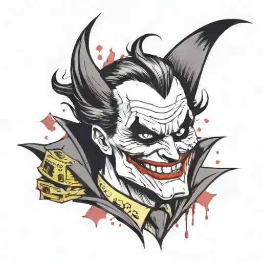 batman riping a joker card tattoo design idea