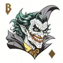 batman riping a joker card deck and smiling with blood tattoo design idea