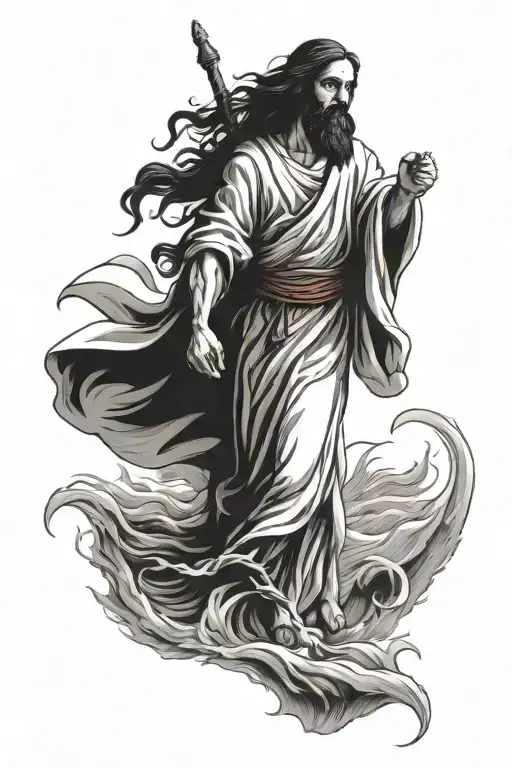 Moses parts Red Sea Jesus Calming sea  tattoo design idea