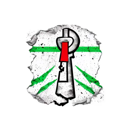 Palestine Key with Palestinian flag colord tattoo design idea