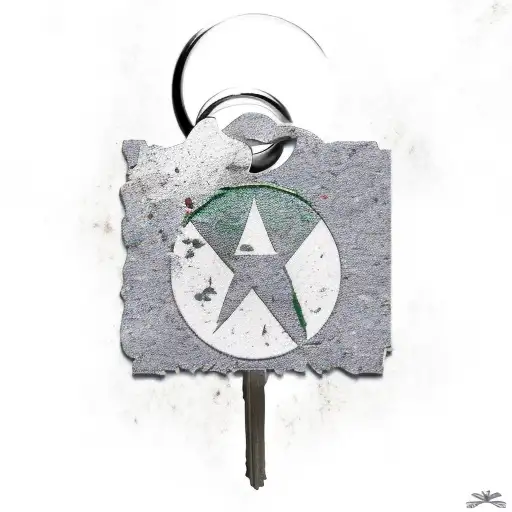 old home key with Palestinian flag colord tattoo design idea