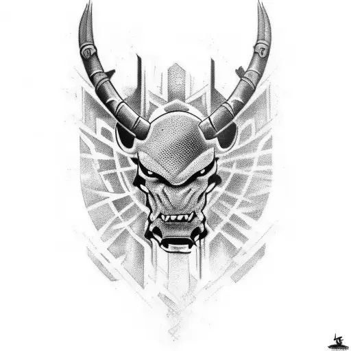 Half sleeve armor tattoo with rage bull who got blue eyes .Should have terminator alike design on biceps  tattoo design idea